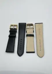 Box Veritable Watch Strap in Black with Gold Buckle 24mm