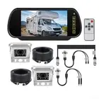 7" Rear view Mirror Monitor+2x White Reversing CCD Camera 4Pin Trailer Caravan
