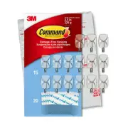 Command Small Wire Hooks Clear 15 Hooks/Pack (17067CLR-15NA)