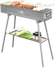 [WILLBBQ] Commercial Quality Portable Charcoal Grills Multiple Size Hibachi BBQ Lamb Skewer Folded Camping Barbecue Grill for Garden Backyard Party Picnic Travel Outdoor Cooking Use(31.6x7.1x5.1 inch)