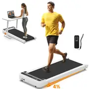 Advwin Walking Pad Treadmill, Manual Incline Treadmill for Home, Under Desk Walking Running Machine with Remote Control Lanyard, Low Noise, White