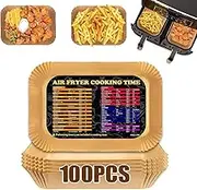 Air Fryer Disposable Paper Liners Rectangle, 100PCS 8.6 * 5.5Inch Air Fryer Parchment Paper Liner, Non-Stick Air Fryer Paper Pads Oil Resistant, Waterproof, Food Grade Baking Paper for Ninja DZ201