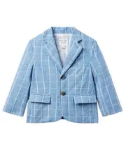 Janie and Jack Linen-Blend Tattersall Blazer 1218 NoColor