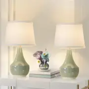 GyroVu Table Lamp Set of 2, 18.63” Ceramic Sage Green;White Lampshade
