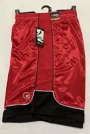 New AND1 Basketball Shorts Mens 2XL 11" Inseam Sideline Shorts Red Black White