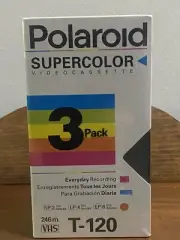 3 - POLAROID SUPERCOLOR T-120 VHS VIDEO CASSETTE TAPE 246M NEW AND SEALED VHS
