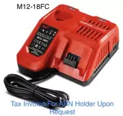 Genuine Milwaukee 12V-18V Multi Voltage Rapid Battery Charger, M12 - 18FC.