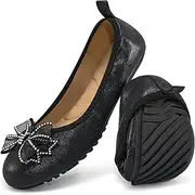[Aomigoct] Ballet Flats for Women Shoes: Black 8 Comfortable Round Toe Work Flats - Ladies Wedding Slip On Dressy Shoes