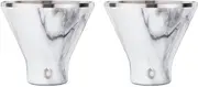 SNOWFOX Elegance Collection Insulated Stainless Steel Martini and Margarita Cocktail Glass, Set of 2, Marble,C60012-26, 8 Fluid Ounces