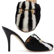 GUCCI SHOES ADIDAS X THREE STRIPES HORSEBIT FAUX FUR MULES SANDALS $1,100 40 10