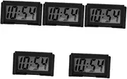 5pcs Car Digital Clock Cars Desk Clock Alarm Clock Car Clocks for Dashboard Clock for Car Dashboard Mini Digital Clock Auto Clock Stick on Clock Timer Black Plastic