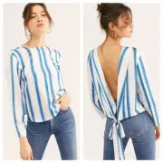ONE TEASPOON Cocktail Stripe Backless Chloe Top Long Sleeve Womans Large NWT