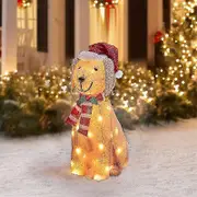 2d Christmas Dog With Led Lights Yard Decoration With Acrylic Garden Stake