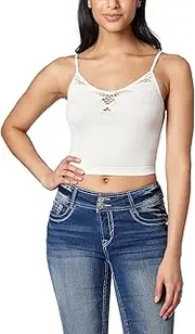 [WallFlower] Women's Mila Lace Inset Seamless Crop Cami Insta Smooth Tank Top