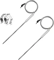 Meat Temperature Probe 20.2cm Replacement Ambient Temperature Probe for Picnic, Turkey, Grill, BBQ, 2Pcs and with Clip