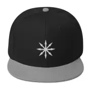White The Symbol of Chaos Embroidered Flat Bill Cap Snapback Hat
