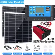 4000W Power Inverter w/400W Solar Panel Kit 12V 100A Solar Charge Controller US.