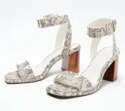 New Vince Camuto Womens Shyremin Natural Multi Leather Block Heels Size 10