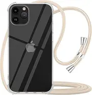 Crossbody Case for iPhone 11 Pro 5.8",Apple iPhone 11 Pro Phone Case,Yespure Clear TPU Soft iPhone 11 Pro Case Holder with Neck Cord Lanyard Strap-Clear - Beige