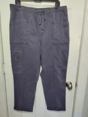 Nicole Miller Vintage-Look Gray Pull On Cargo Pants High Rise XL NWT 36x27