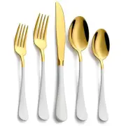 20-Piece White & Gold Silverware Set, 18/0 Stainless Steel Colorful Handle Fl...