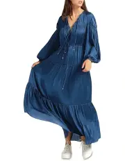 [Belle & Bloom] Window Seat Tiered Maxi Dress in Blue