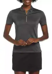 Callaway® Golf Women's Pro Spin Short Sleeve 1/4 Zip Polo Shirt, Black Hthr, S.