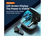 1 Pair LB-8 Wireless Earphones Touch Control LED Digital Display Low Latency Mini Bluetooth-compatible 5.0 Mini Stereo Gaming Earbuds for Sports - Black