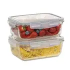 - 8 Cups Large Glass Container with Lid, Oven, Freezer and Microwave Safe, Cl...