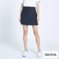 在飛比找momo購物網優惠-【SOMETHING】女裝 A字細條紋短裙(丈青色)