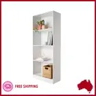 4 Tier Shelf Display Bookshelf Bookcase Storage White Rack Wooden Shelving AU
