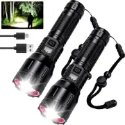 Flashlight High Lumens Rechargeable 2 Packs, Tactical Powerful LED Flashlight...