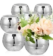 6 Pieces Disco Ball Flower Vase Mirror Disco Ball Glass Vase