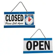 Open Closed Sign with Will Return Clock for Business Shops and Home Use 29x15cm