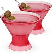Freeze Insulated Martini Cooling Cups, Plastic Freezer Gel Chiller Double Wall Stemless Cocktail Glass Set of 2, 9oz Punch Pink, Set of 1