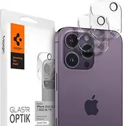 SPIGEN Optik for iPhone 16 Pro/16 Pro Max/15 Pro/15 Pro Max/14 Pro/14 Pro Max Camera Lens Protector, Residue Free Easy Application 9H Tempered Protective Glass [2-Pack] - Clear