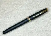 New Parker Sonnet Flat Black Fountain Pen with gold plated trim and 14k F nib