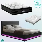 King Premium Package | Henley LED Bed Black, Luna Series Euro Top Mattress (Medium Firm) & Bonus Mattress Topper!