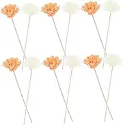 12pcs Flower Reed Diffuser Sticks with Realistic Artificial Flowers for Continuous Pine Scent Flameless Home Decor Accessory for Bathroom Office and Hotel Use