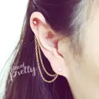 CZ stud helix to lobe chain earring 20g dangle gold chain earring helix ear stud