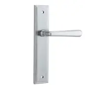 Iver Copenhagen Door Lever Handle on Stepped Backplate Brushed Chrome