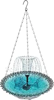 Rukjmqi Birdbaths for Outdoors - Solar Bird Fountain,Hangable Drinking Feeder Decor Bath for Outside Garden Patio Hummingbird Balcony