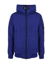 Compass-patch zip-front lightweight jacket XXL cornflower blue