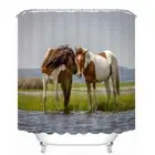 The Two Horses Stood Side3D Shower Curtain Polyester Bathroom Decor Waterproof