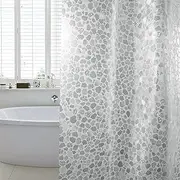 EVA Clear Shower Curtain with Water Cube Design, Water-Repellent Liner, 3 Magnets, 180x200 cm