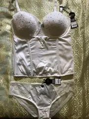 BRAS N THINGS PLAYBOY PRISTINE BRIDAL CORSETS + BRIEFS SIZE 10D/10, 12B/10