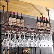 Exquisite Wine Glass Rack, European Upside Down Home Style Bar Table Wine Rack, Ornaments, Creative Cup Holder, Hanging Cup Holder (Color : Brown, Size : 120 * 25cm)