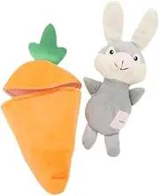 Perfk Squeaky Dog Toy Carrot Bunny Plush Toy Daily Companionship Cute Training for Small Medium Size Dogs Stuffed Puppy Chews Toys