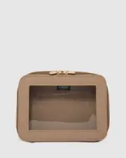 Taupe Mina Multi Compartment Cosmetic Case