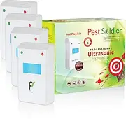 Original Pest Soldier Set of 4 The Original Ultrasonic Pest Repeller Electronic Plug in Repellent for Mice, Insects, Rats, Cockroaches, Spiders, Flies, Safe for Human
